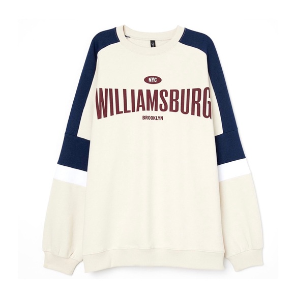 H&M Tops - H&M — BEIGE WILLIAMSBURG BROOKLYN NYC CREWNECK, SIZS US SMALL